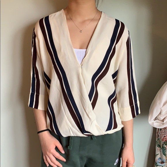 Top Shop Crossbody Twill Blouse - Size 6 EUC - Picture 4 of 4